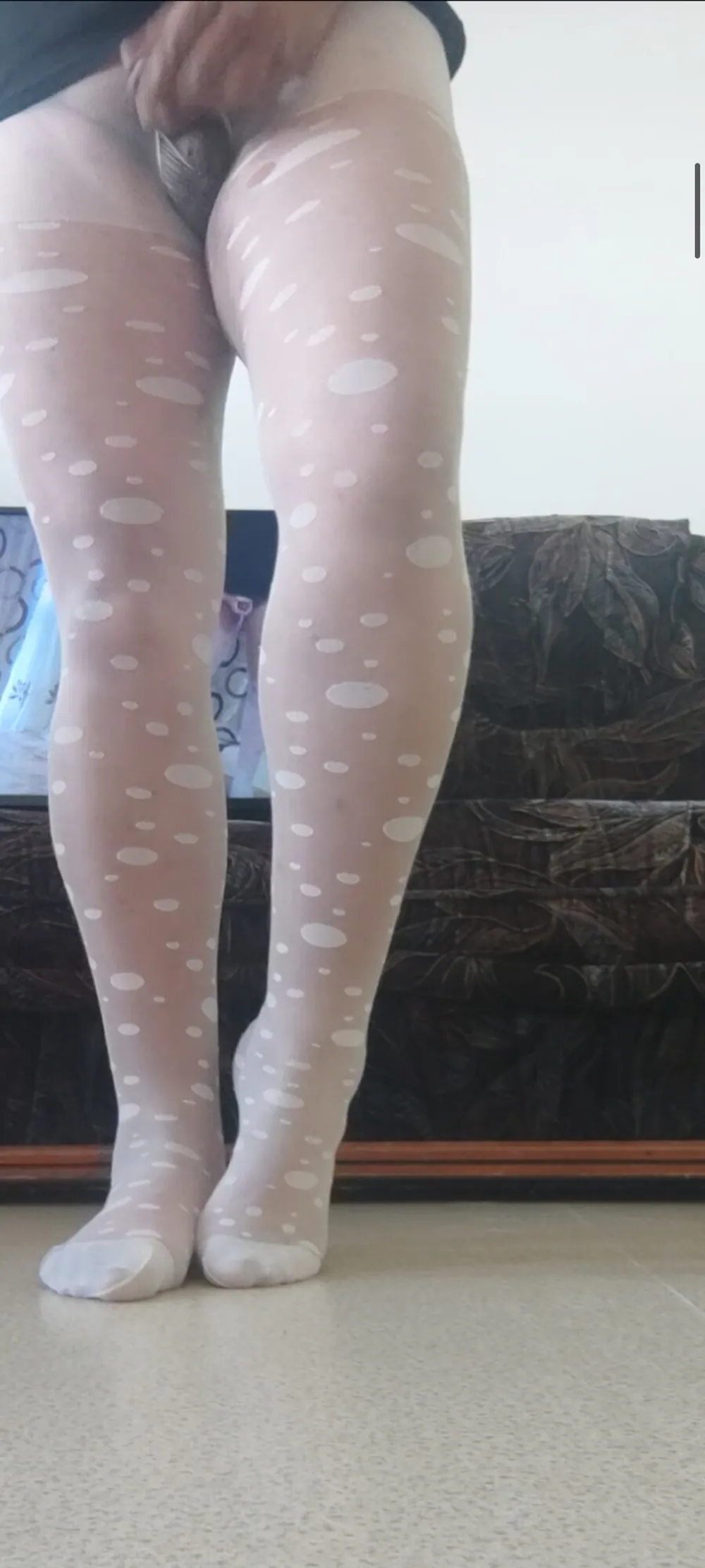 Polka dots white pantyhose #3