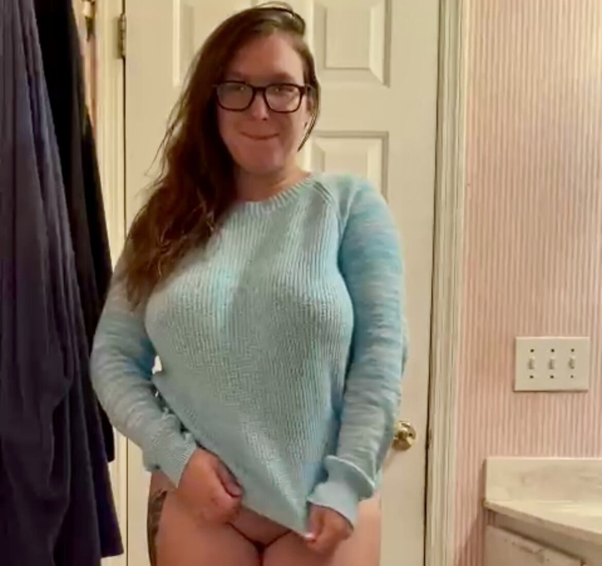 I fucked myself in this sweater and nude posting the video #2