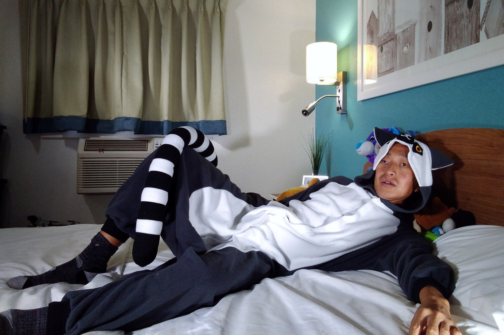 Hot asian boy wearing furry onesies and shiny undies #17