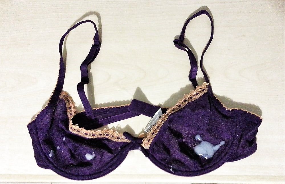 Cum on purple bra #3