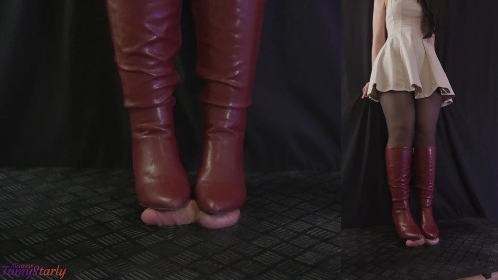 Landlady Trampling Your Cock in Red Boots #6