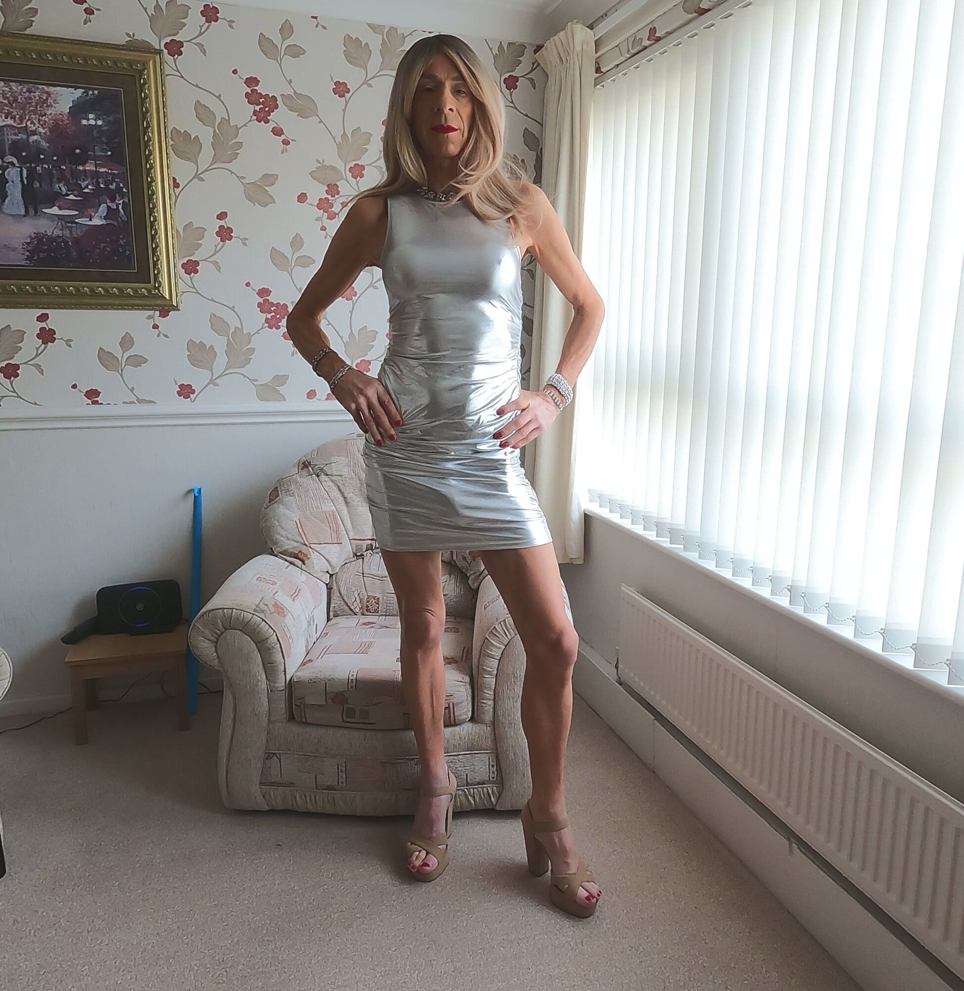 132 Alessia Travestita - Silver Party Dress #7