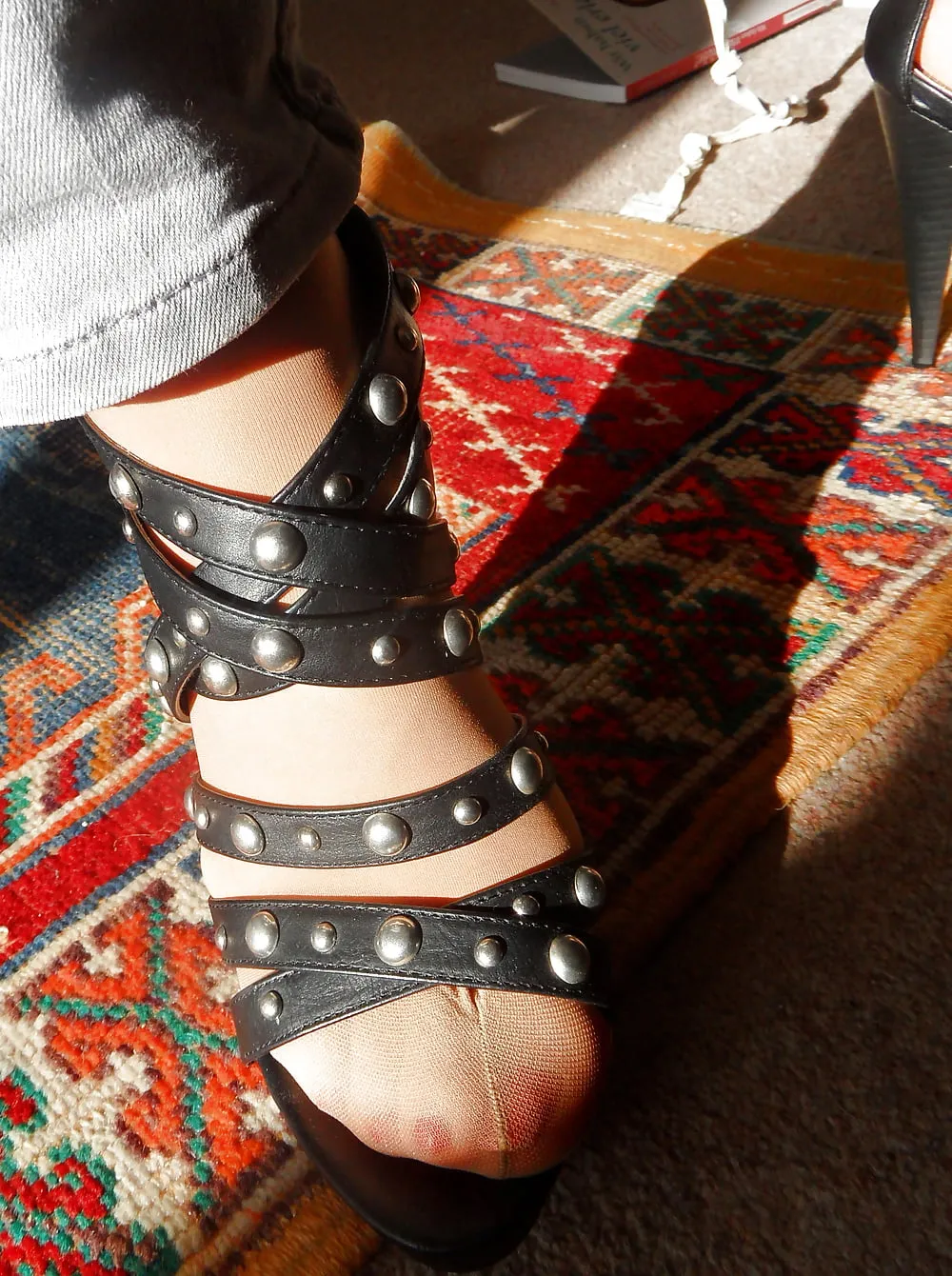 studded high heels of my wife with painted toenails #5