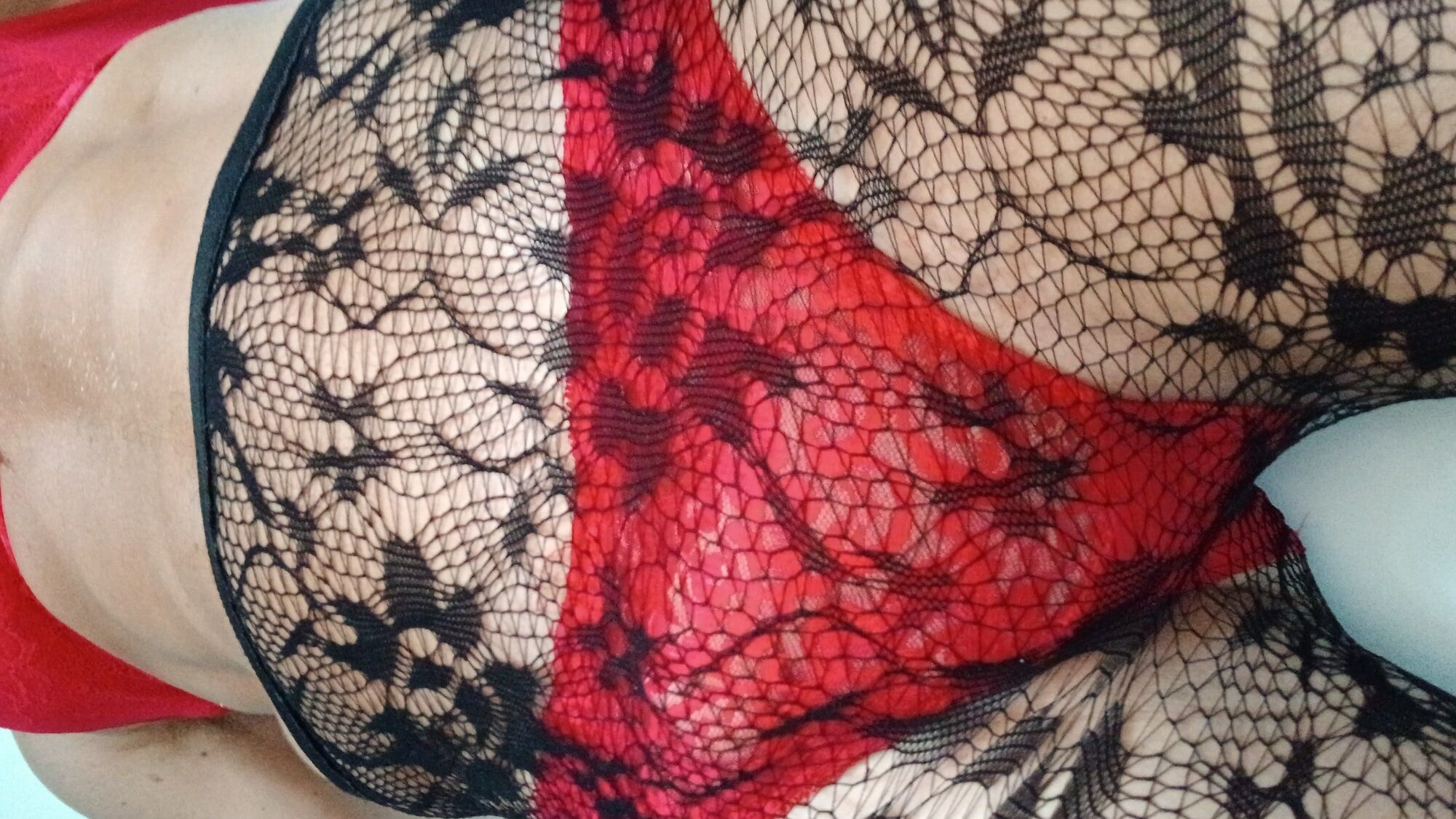 Black stoking red pantie  #39