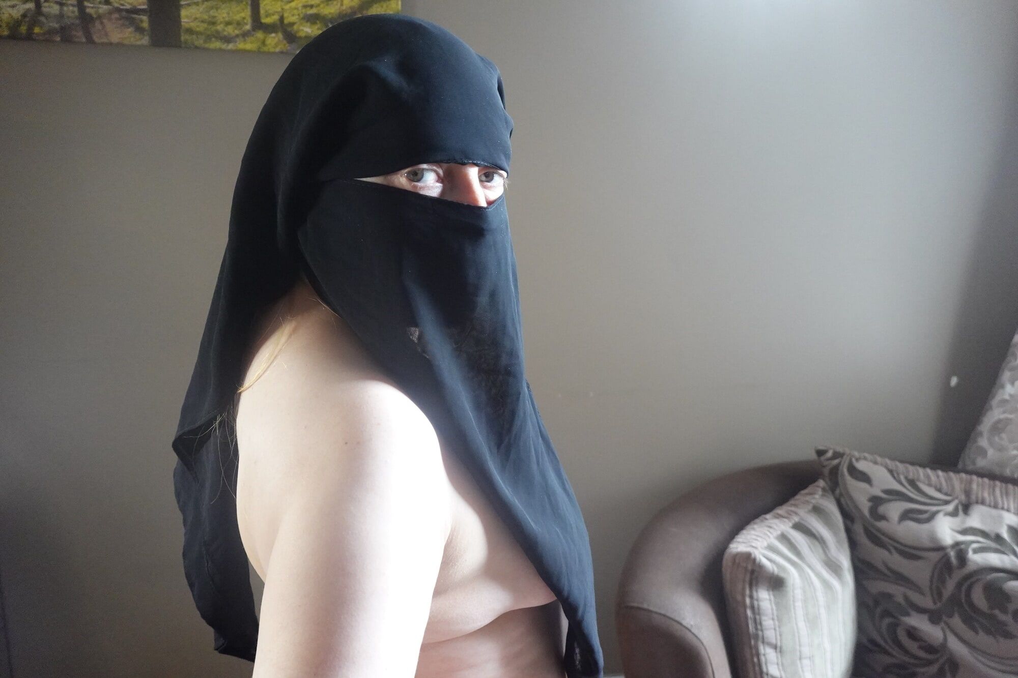 Nude in Niqab and boots #6