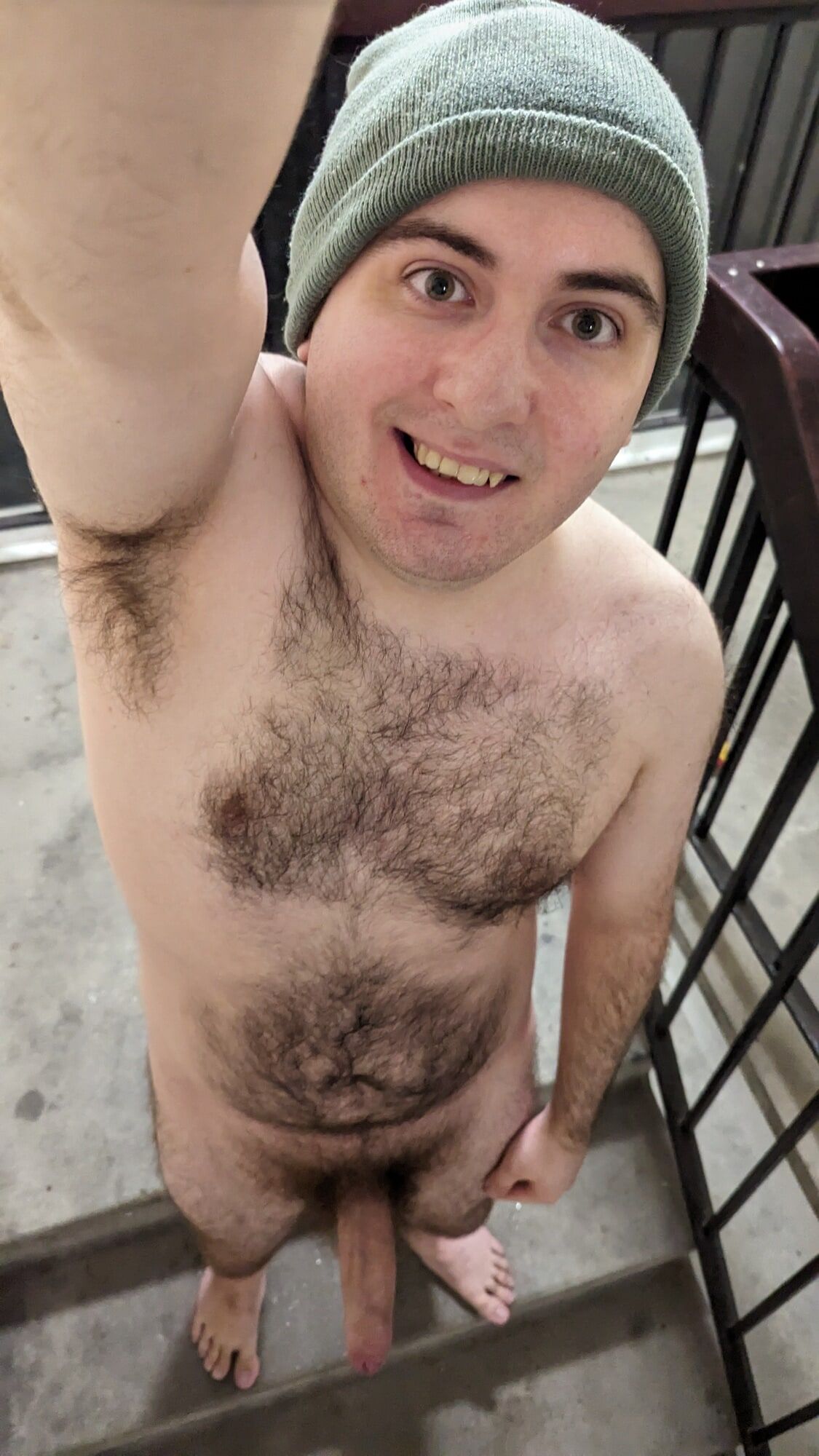 Naked on public stairs of building #9