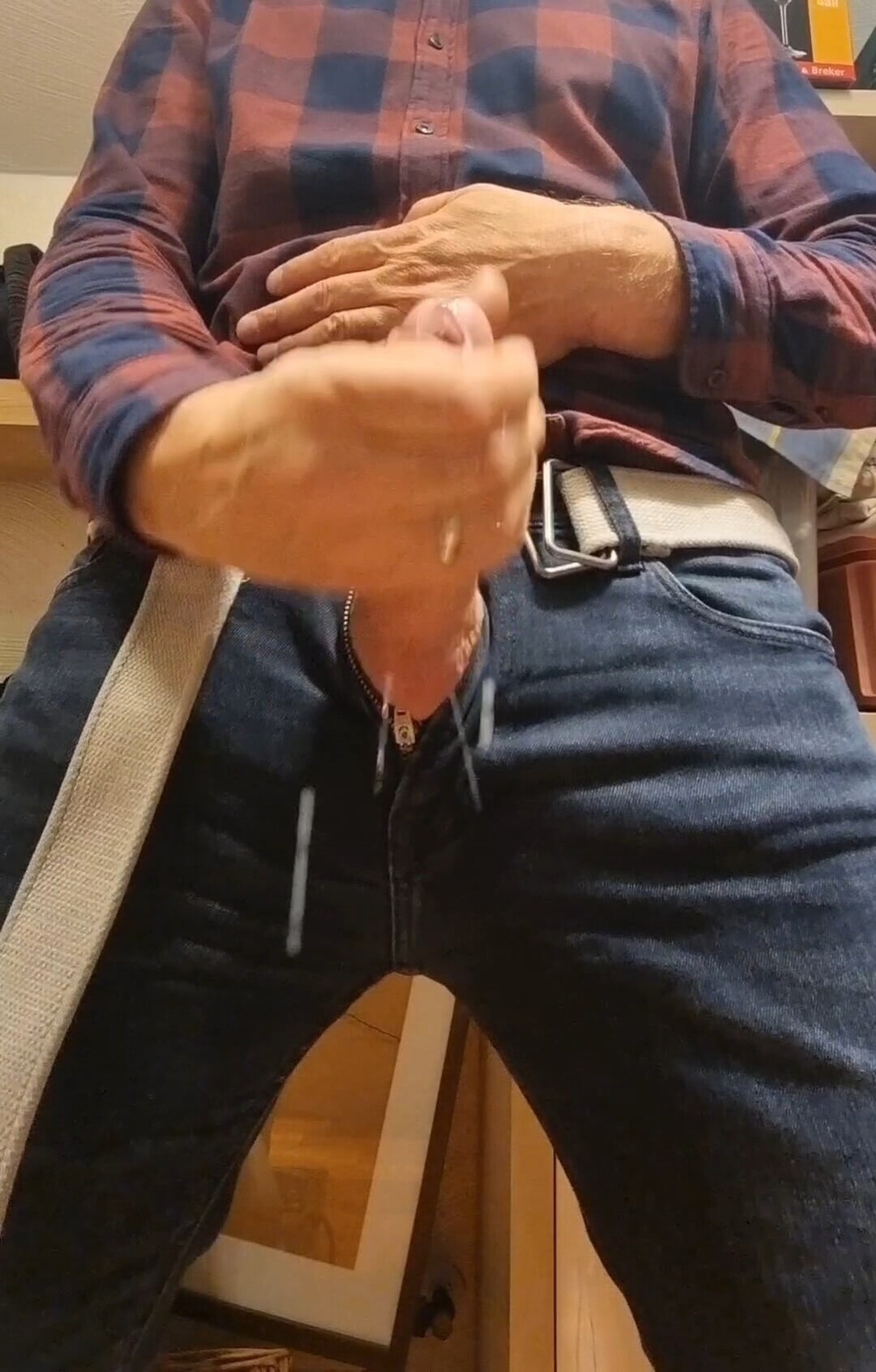 My big cock in small pants shooting huge load! #10