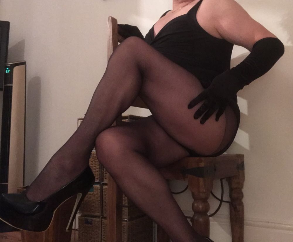 wife's sheer black tights #3