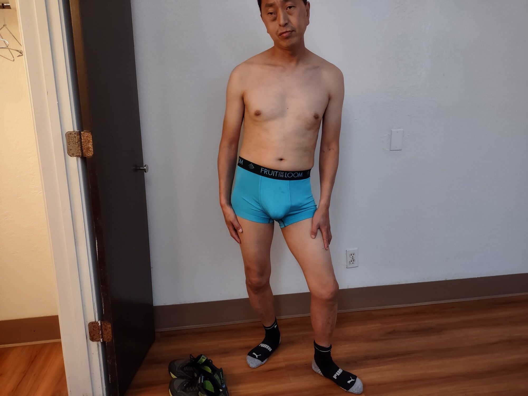 Asian enjoying some underwear and cock bondage at my hotel #12
