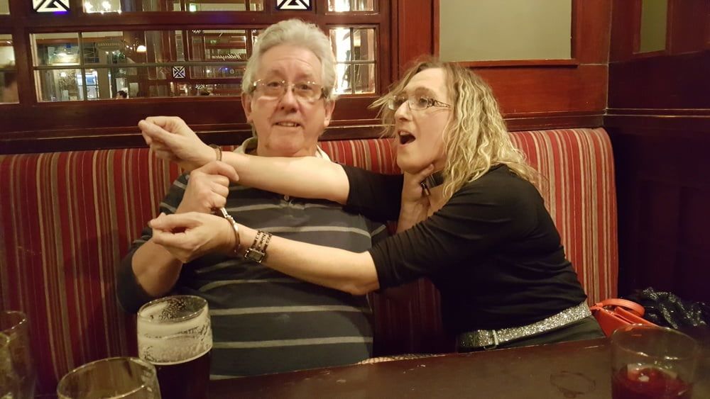 Lisa and Pauline in Handcuffs in the pub with Mike and John  #19
