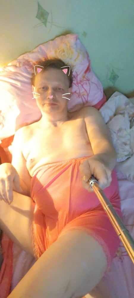Sissy Svetik in pink erotic lingerie. #3