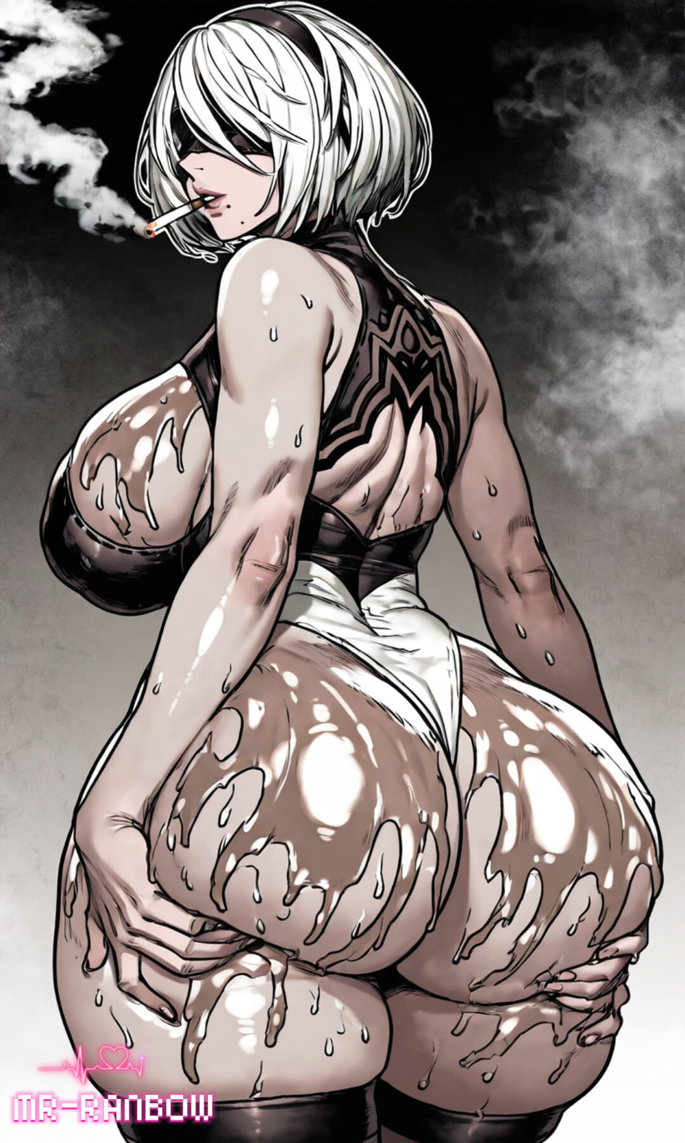 Smoking 2B and oil on her big ass #7