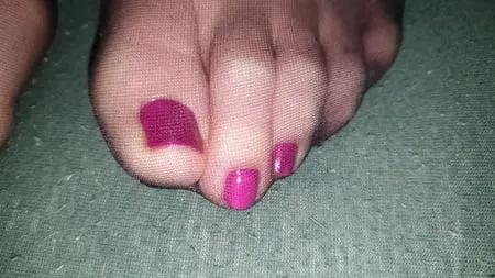 purple toenails nylon cum         