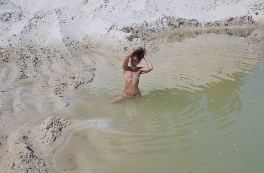 Bathing in white clay quarry #27