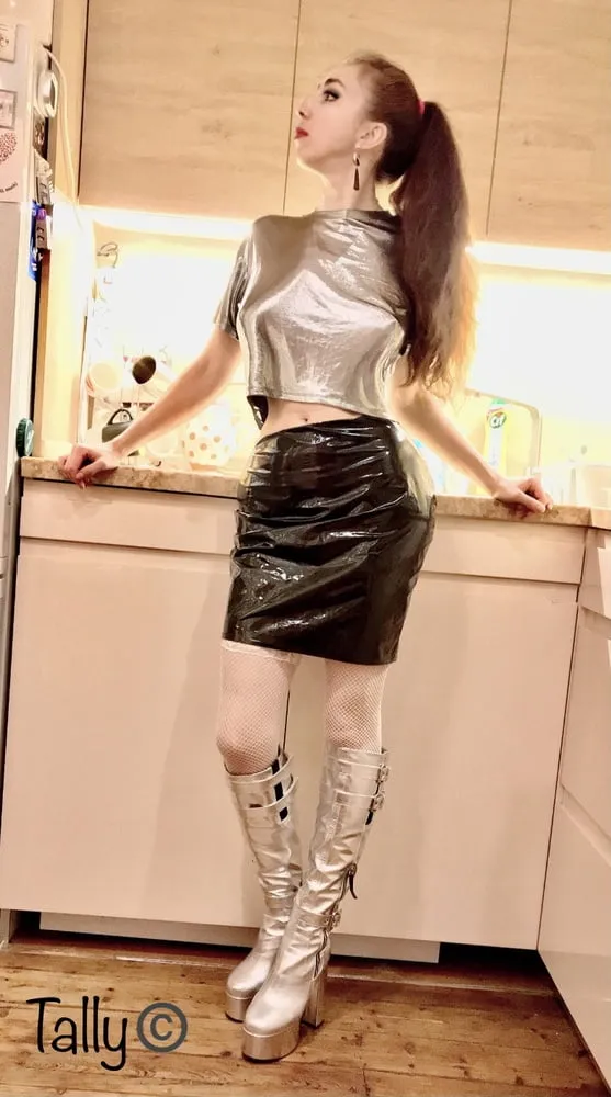 Sexy Tally in Silver boots 