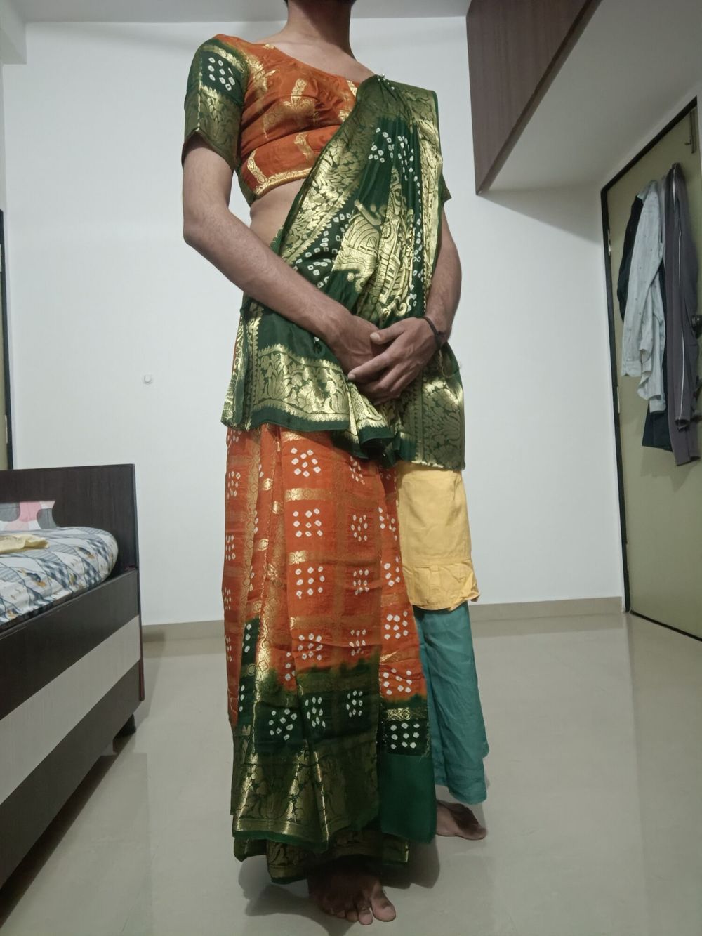 Wear duel ghaghra with saree  #5