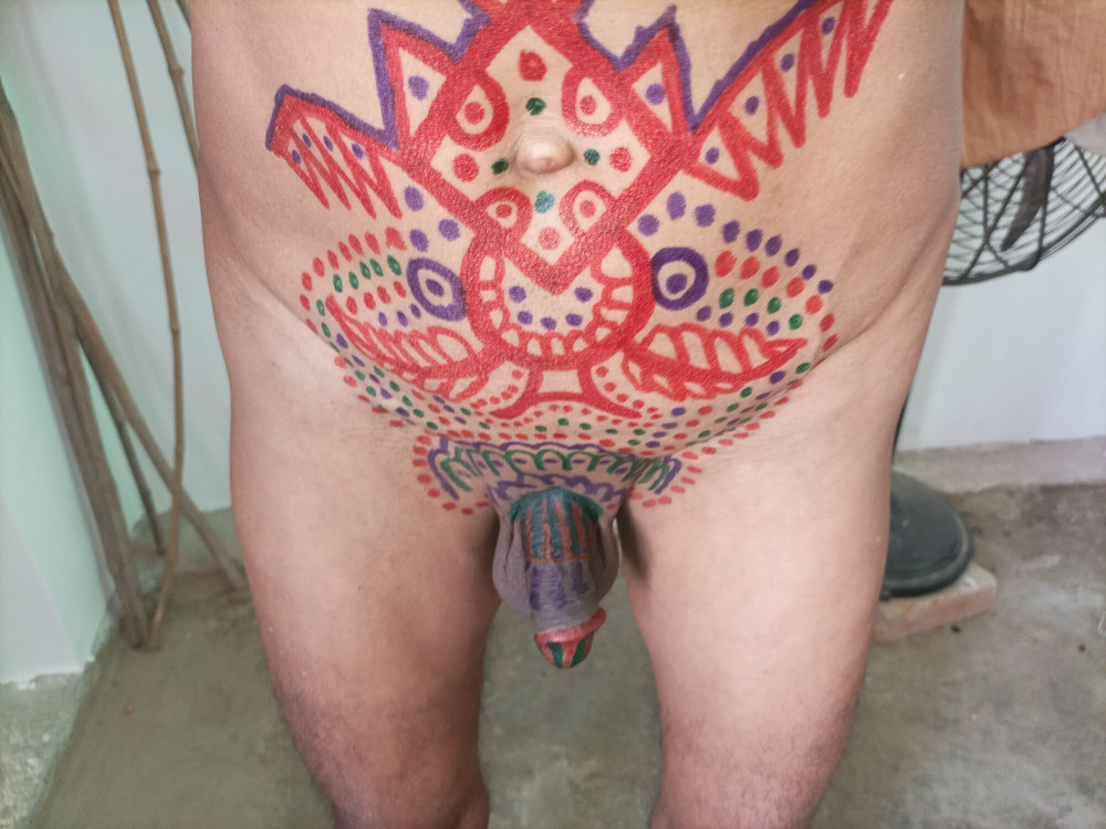 Sissy belly tattoo and coloured cock #20