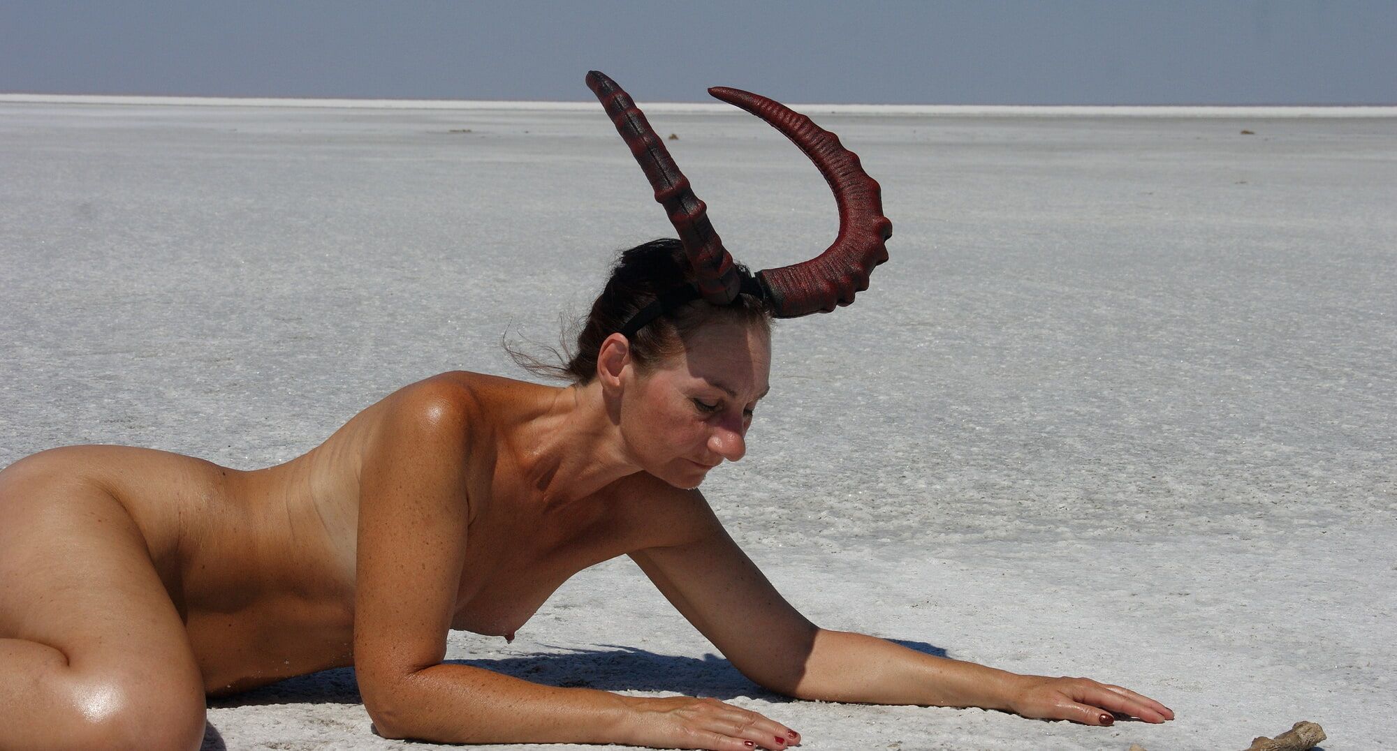 Lying naked on the salt of the saltlake Elton - Russia #30