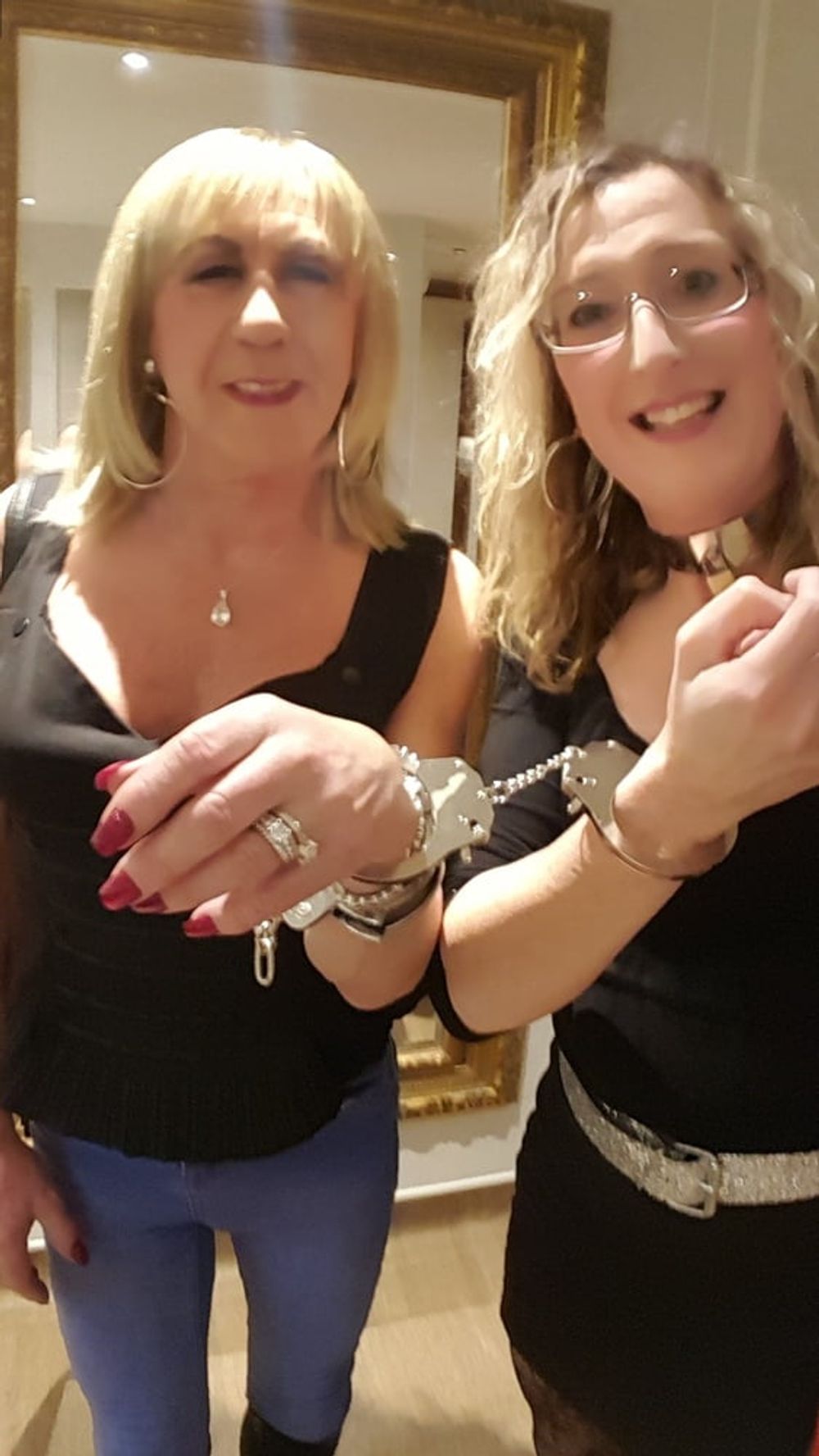 Lisa and Pauline in Handcuffs in the pub with Mike and John  #27