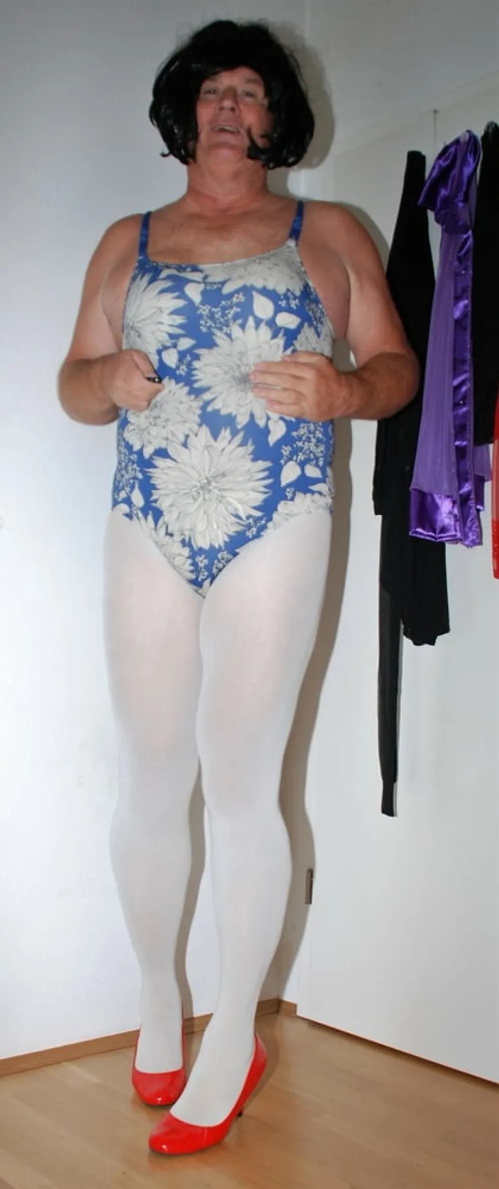 Swimsuite BlueWhite Tights white #7