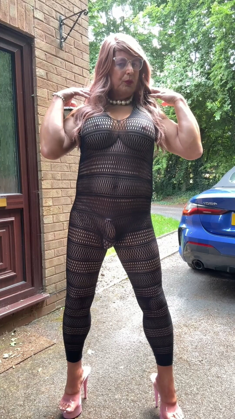 Sexy Crossdresser kellycd2022 in sexy black fishnet catsuit  #35