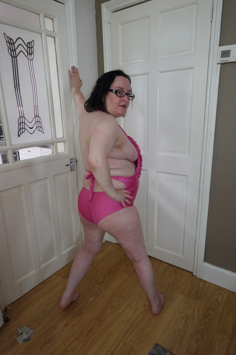 Hot Fat BBW wife teasing with big breasts in pink  #6