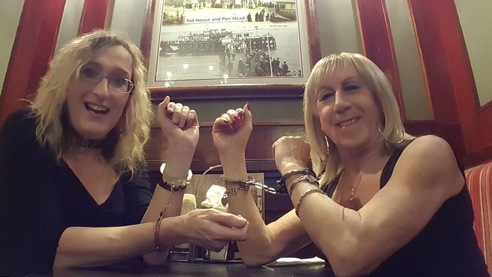 Lisa and Pauline in Handcuffs in the pub with Mike and John  #13