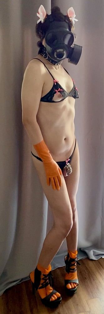 Orange Latex Gloves & Toe Socks #3