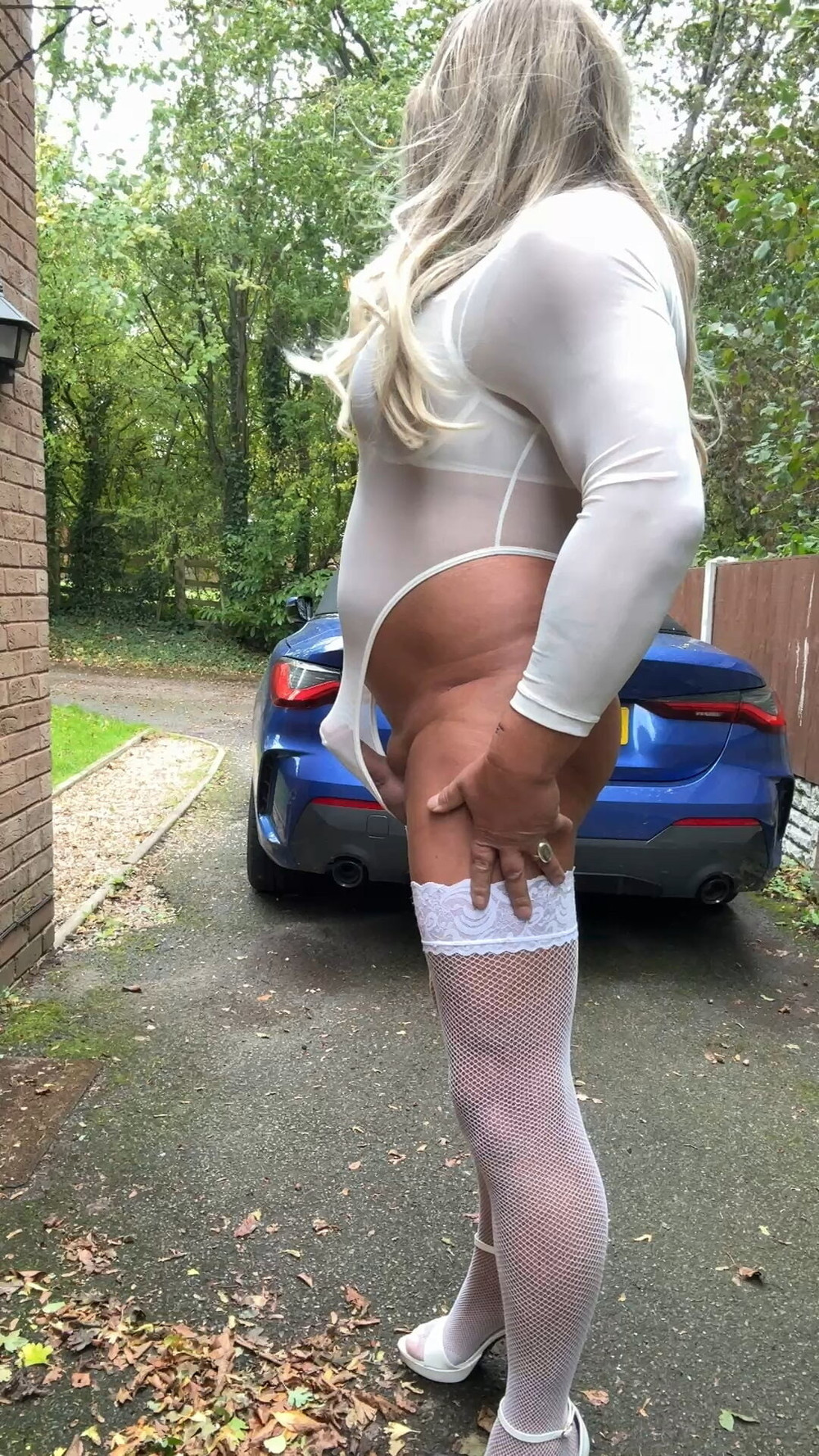 Sexy Crossdresser kellycd2022 in white bodysuit suit  #20