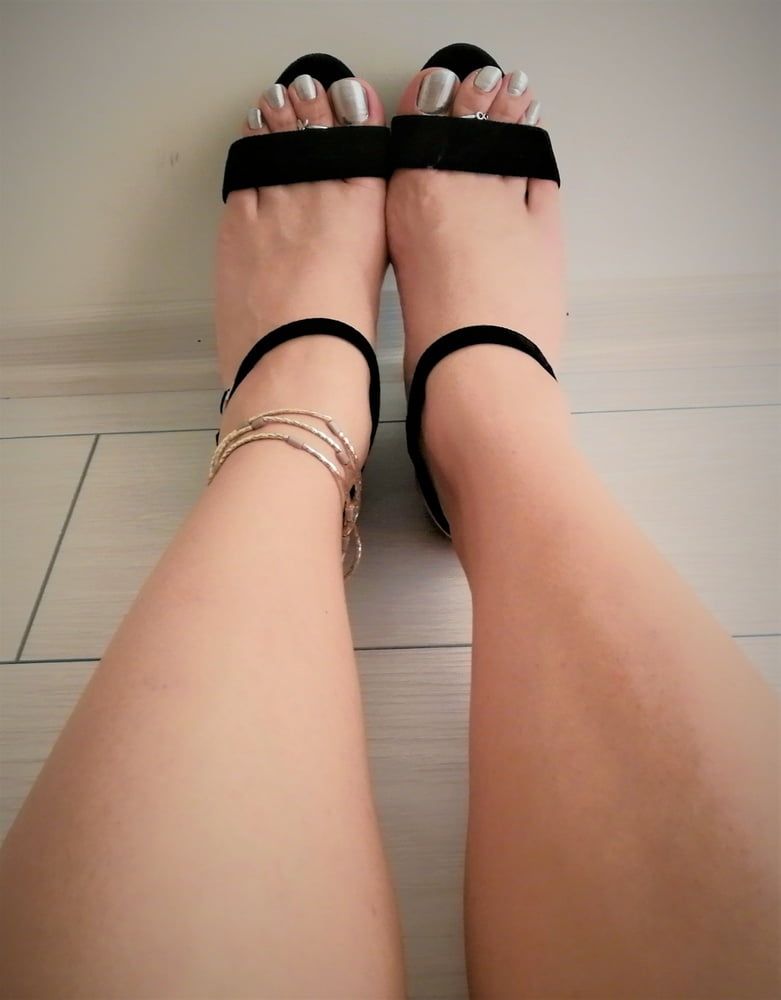 Black Platform Heels & Silver Toes #18