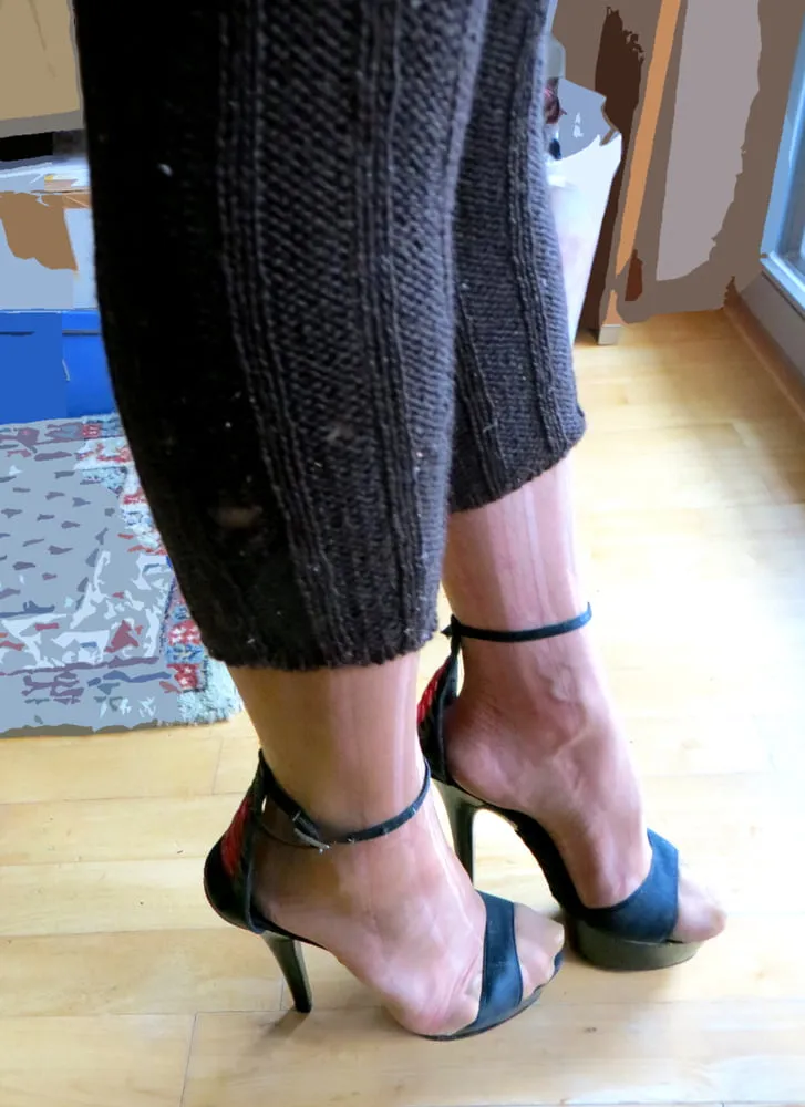 my wife's feet in nylon
