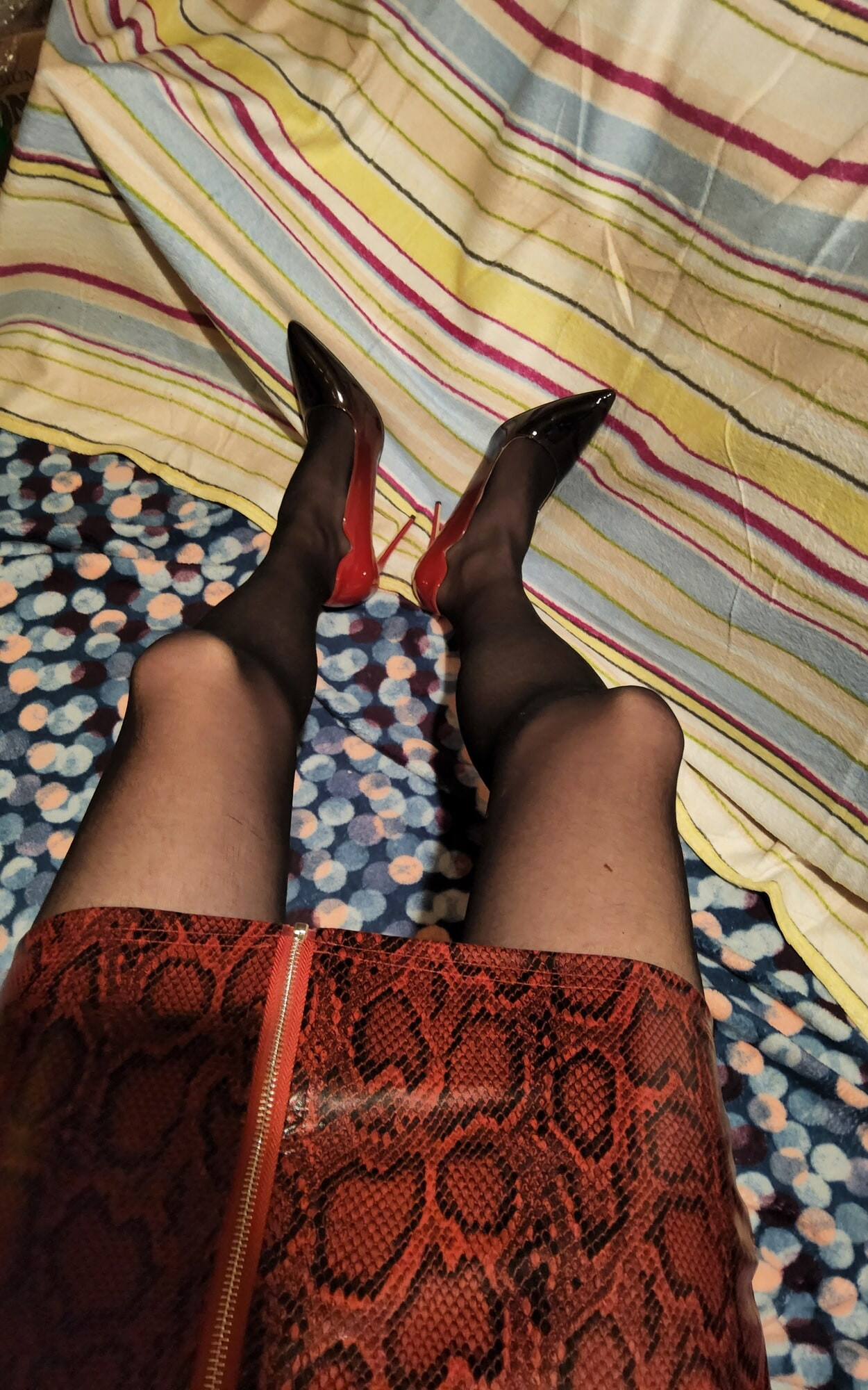 Teasing in Black Pantyhose