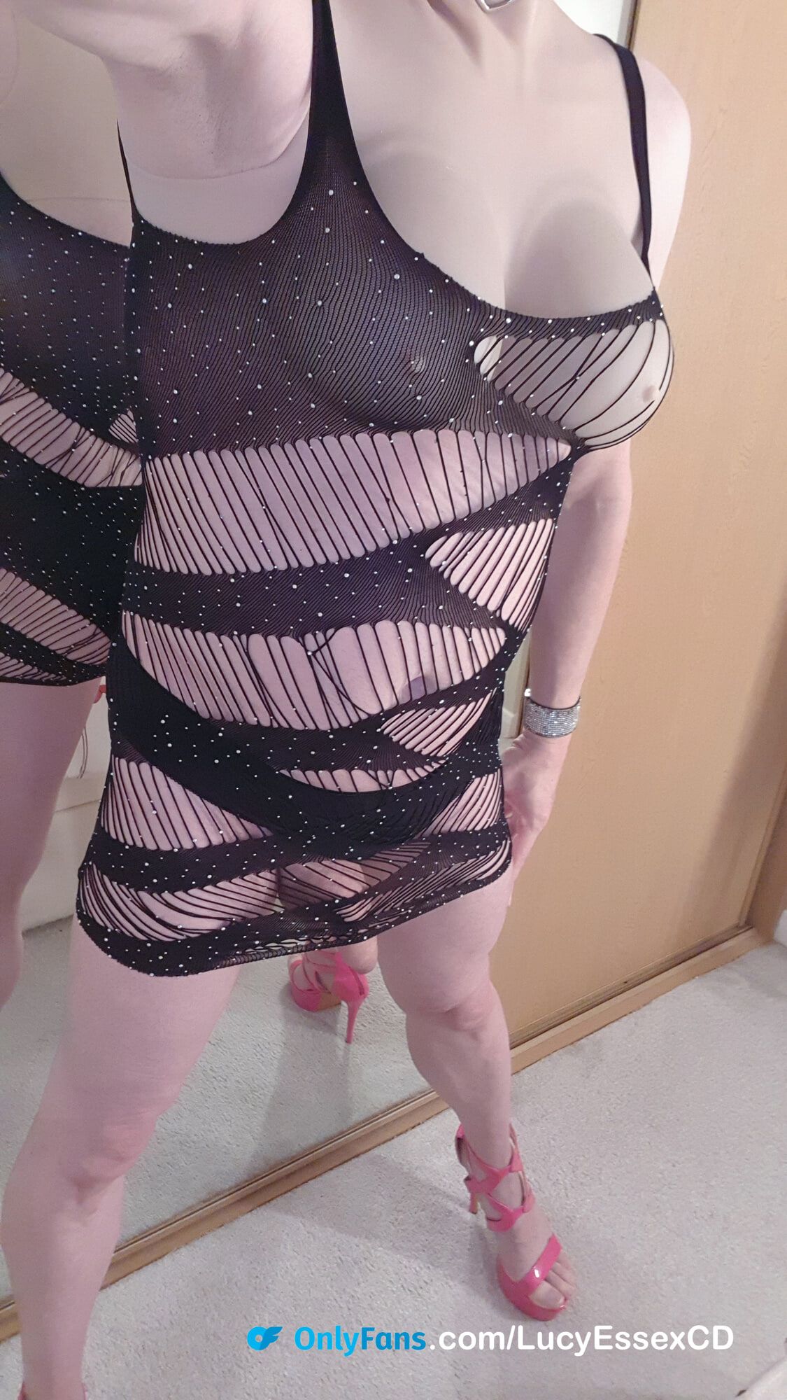 Sissy Lucy showing off new black see-through dress #10