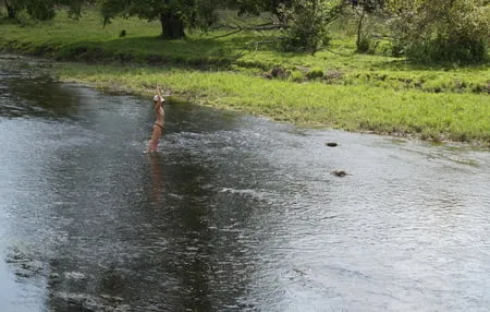 nude in rivers water         