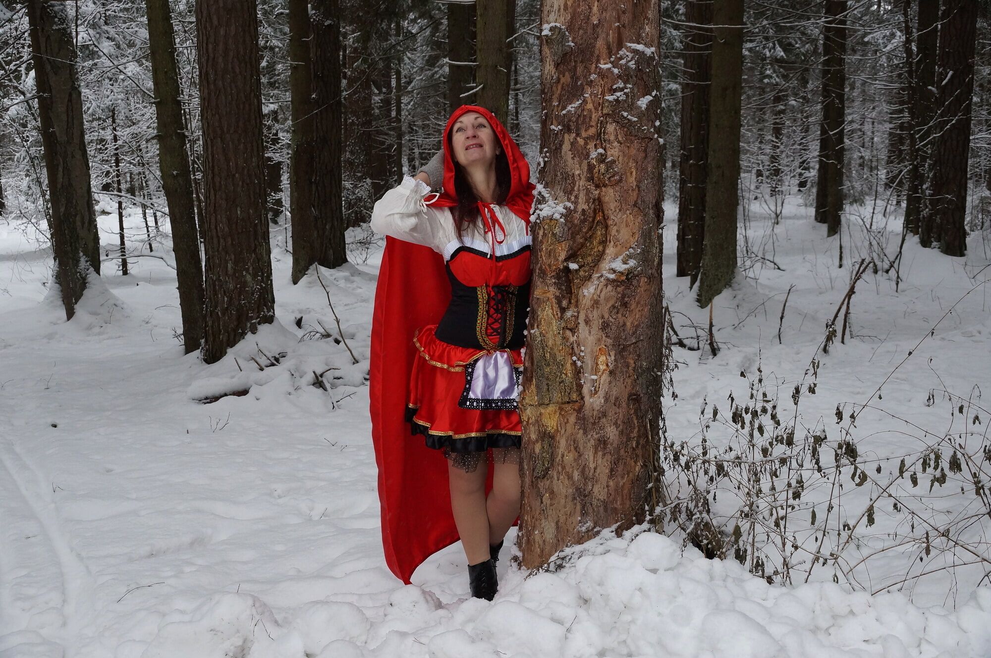 Little Red Riding Hood on a forest path #8