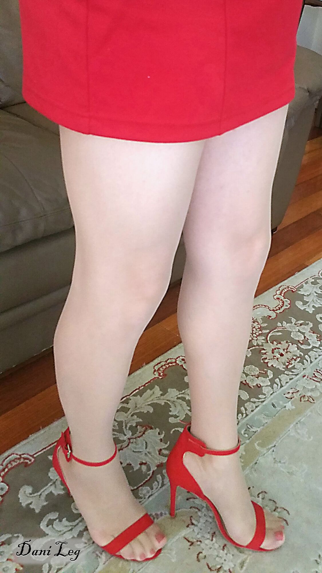Curvy Legs, Nude Pantyhose and Hot Red Nails and Shoes #4