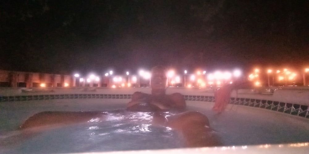Nighttime hot tub fun #10