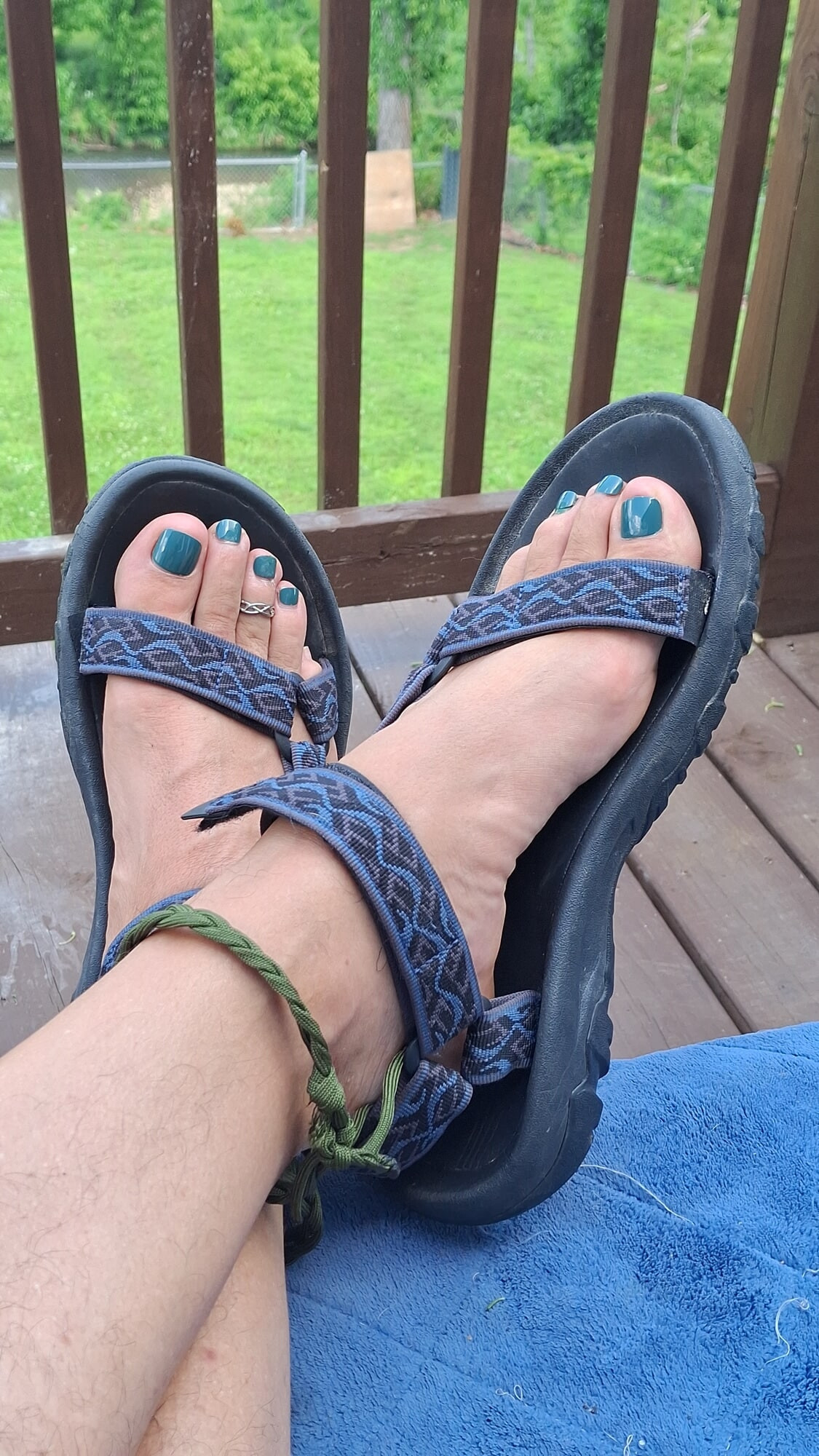 My handsome male feet with painted toes in sandals  #9