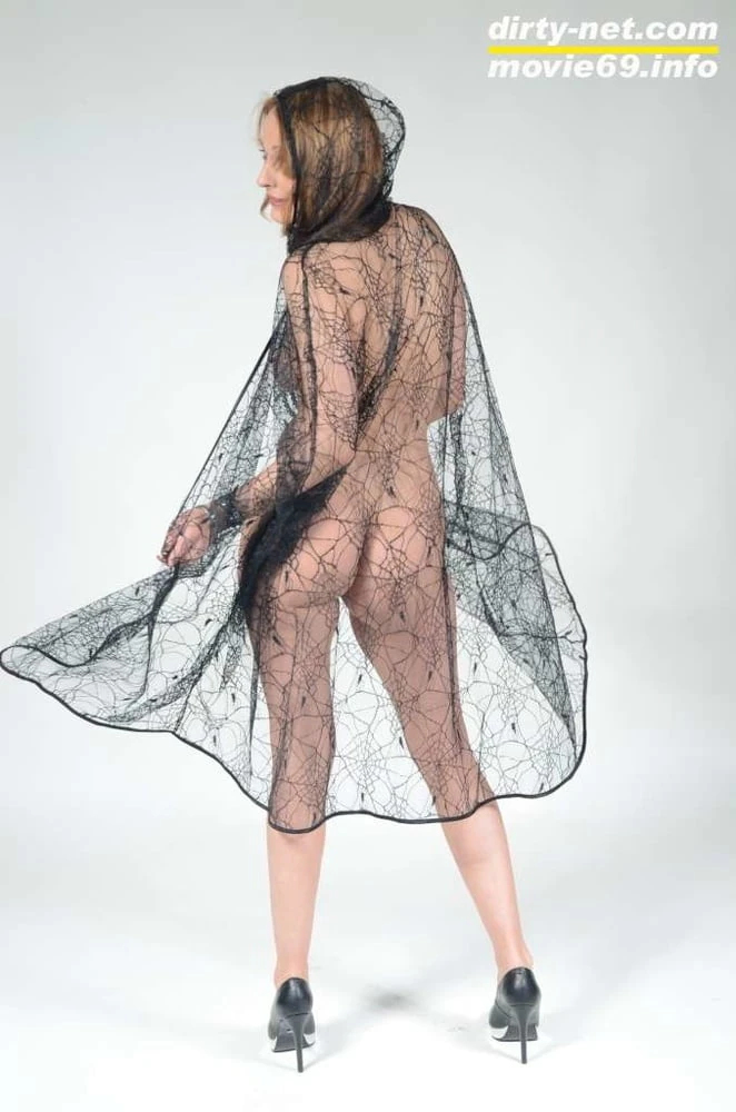 MILF Lea Blow waering a see-through cape and high heels #5