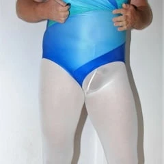 Swimsuite blue Tights white