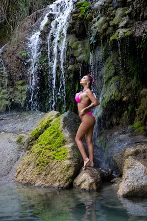 Sexy monika fox in pink bikini at el nicho waterfall         