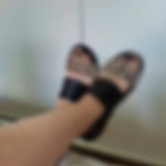 Black nails and black sandals 