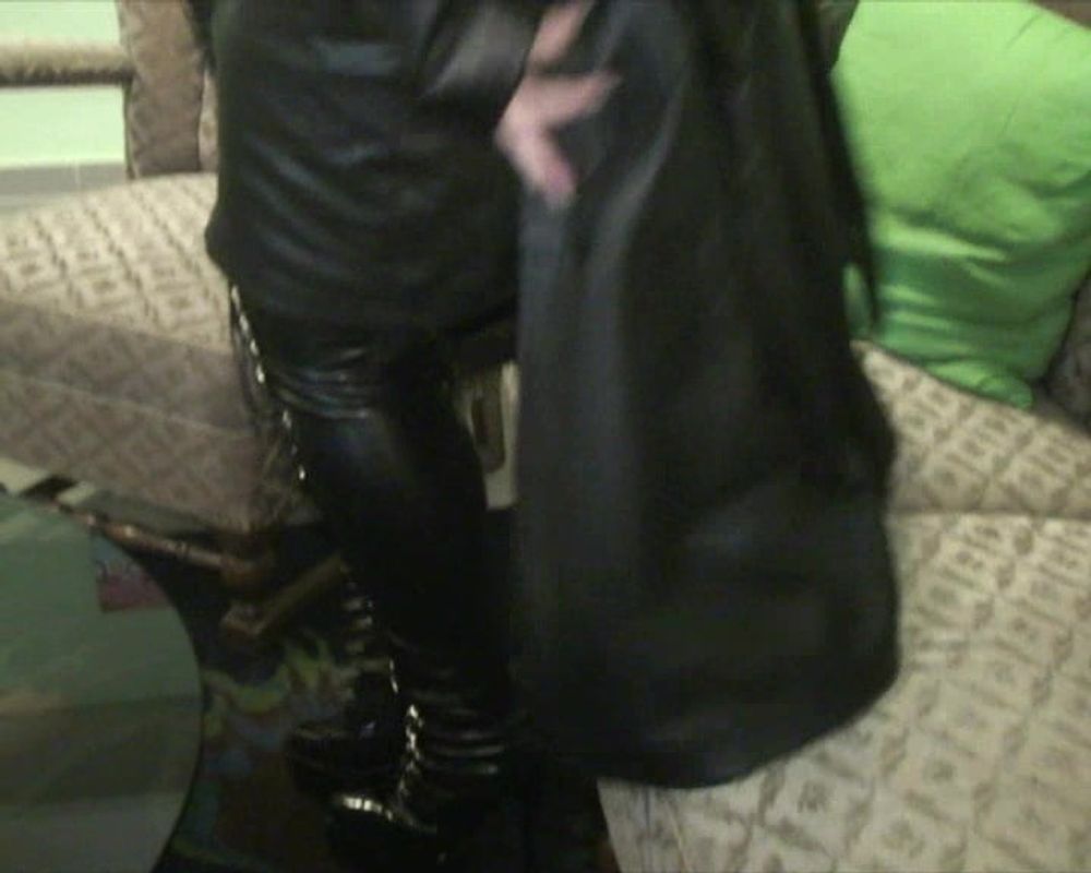 In leather coat and over knees #47