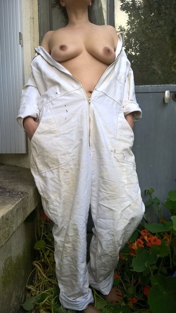 Hairy Mature Wife In Coveralls Outdoors #3