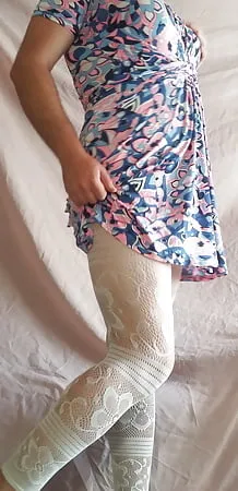 sissy boy lovelaska and white lace legging        