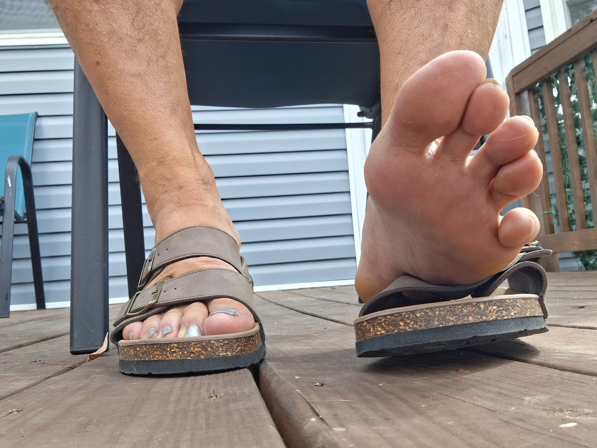 My Birkenstock type sandals with painted toes