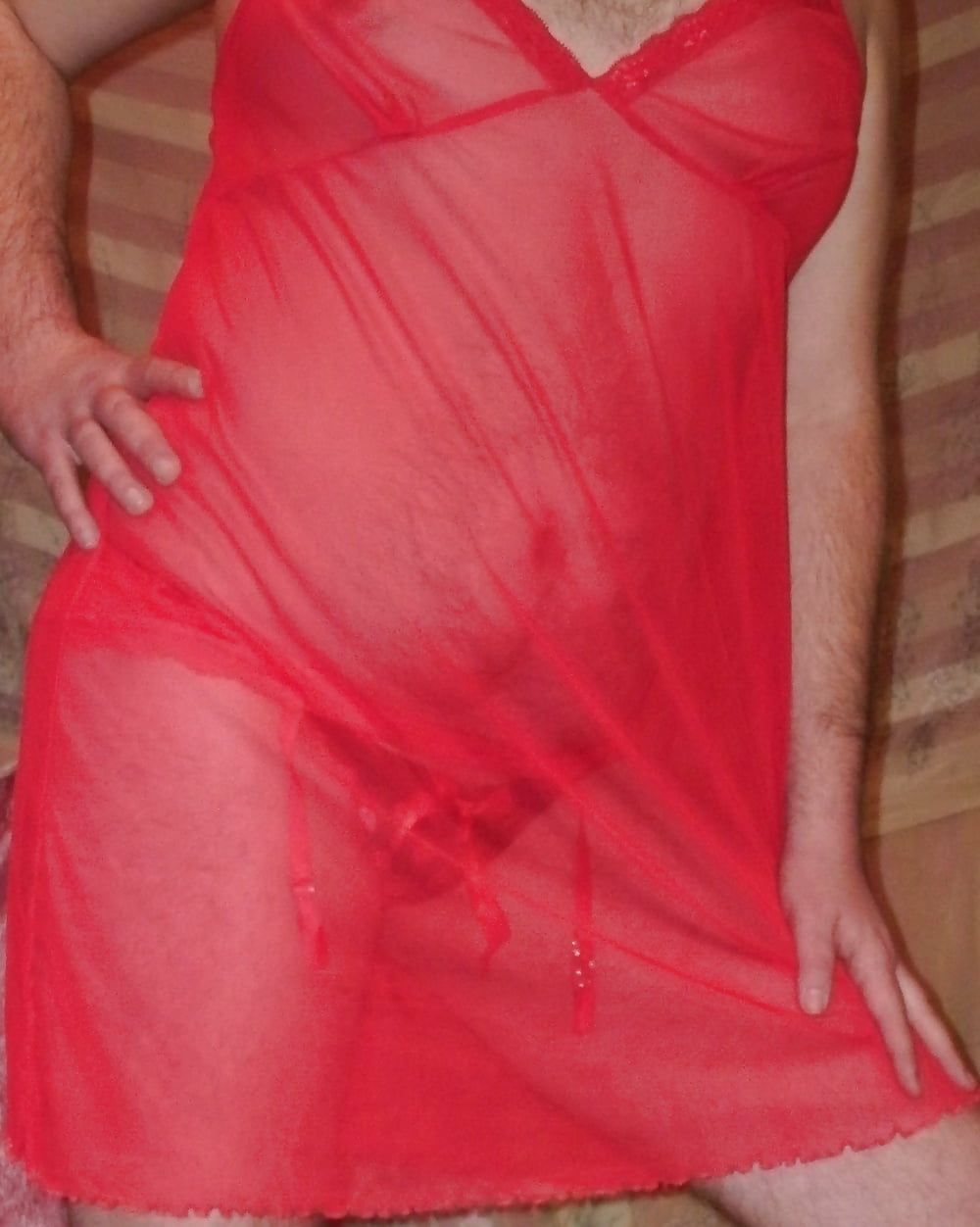 Sissy Boy Lovelaska - Sexy red nightgown #16