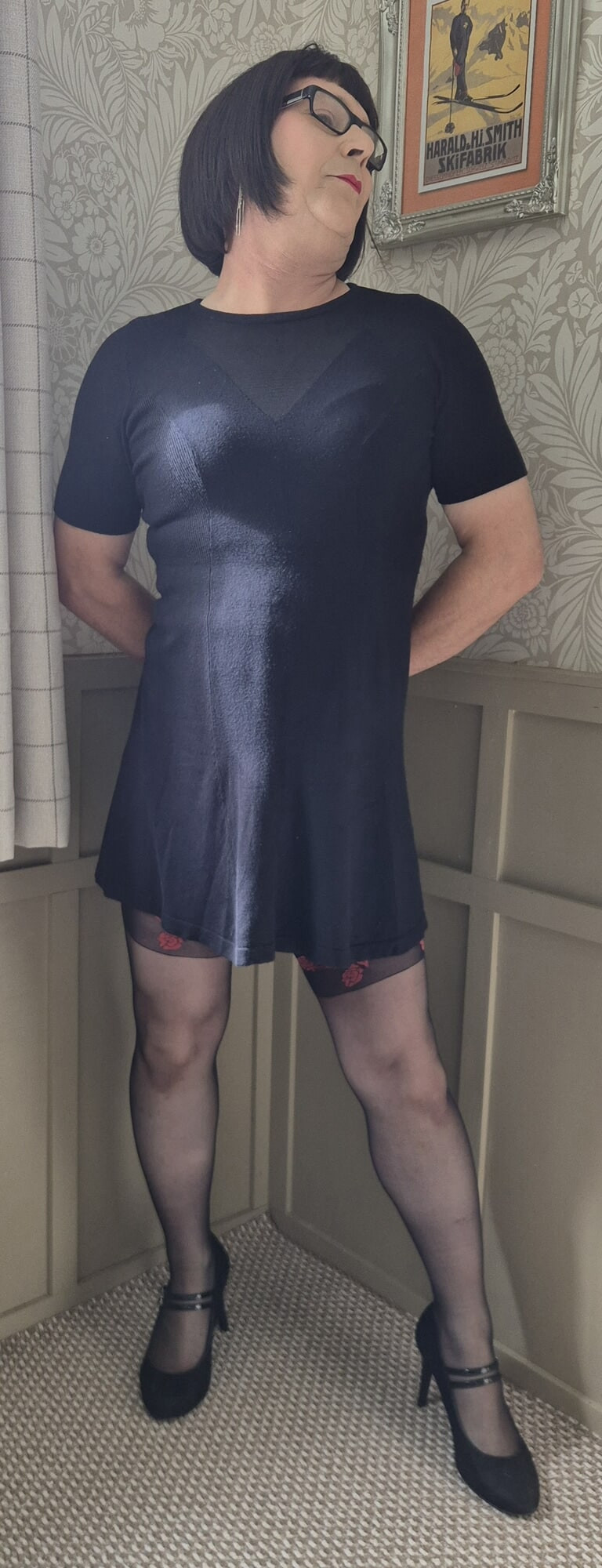 Mature Crossdresser in  a little black dress 