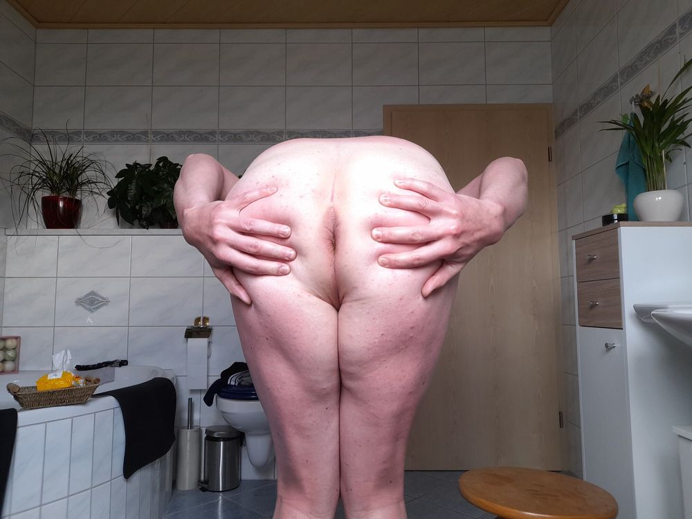 Hairless pale boy with tan lines showing butt #8