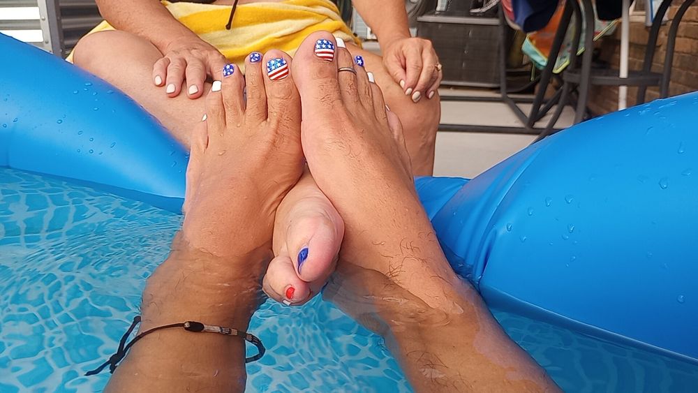 Showing off our wet  pedicured toes  #7